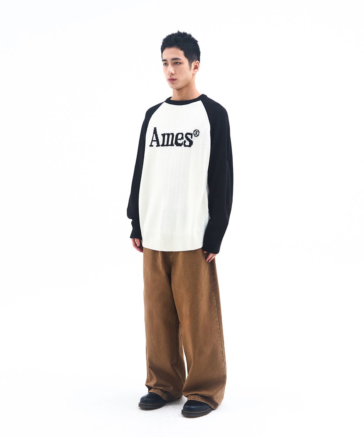 아메스 월드와이드(AMES-WORLDWIDE) BASIC RAGLAN PULLOVER KNIT IVORY