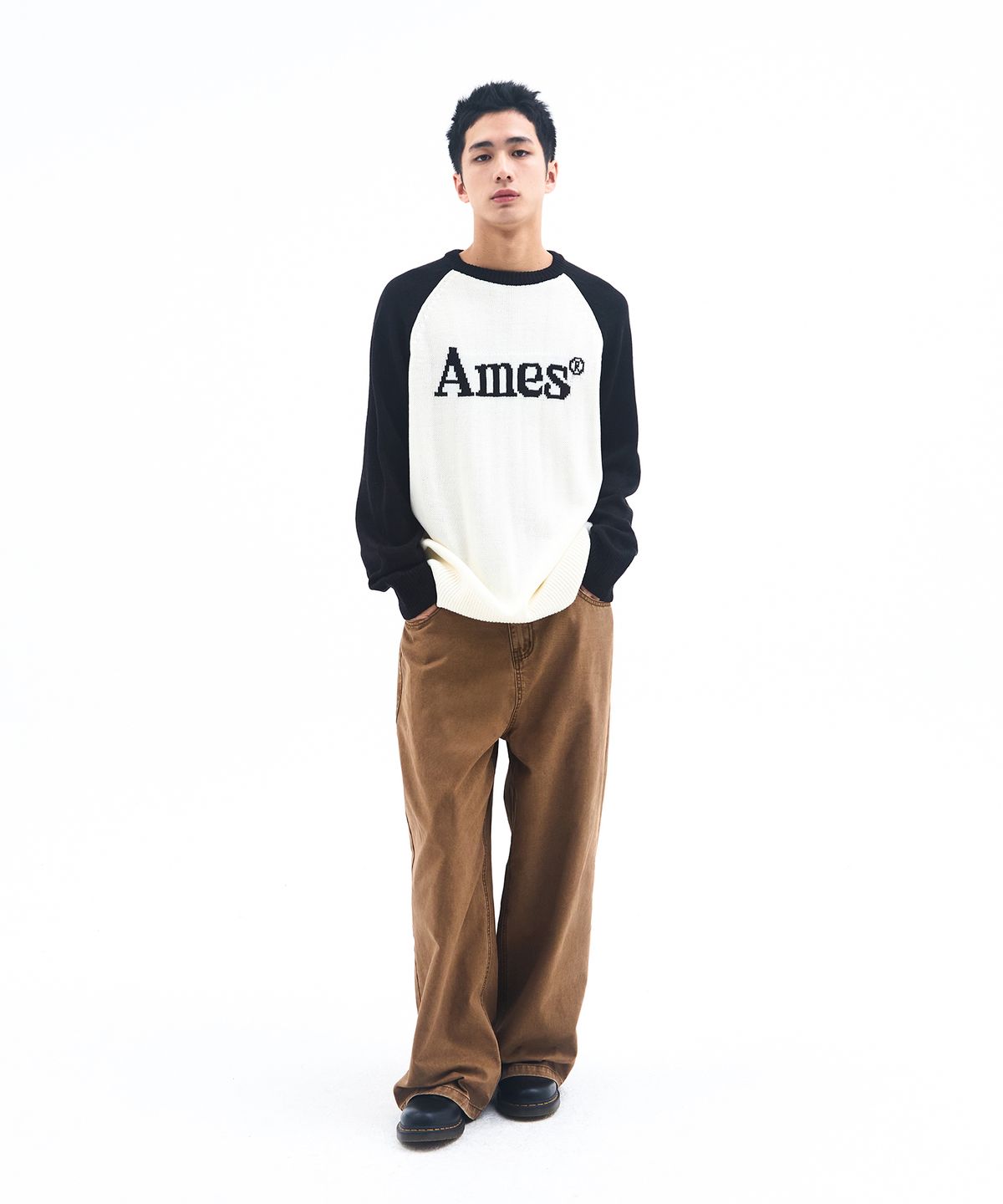 아메스 월드와이드(AMES-WORLDWIDE) BASIC RAGLAN PULLOVER KNIT IVORY
