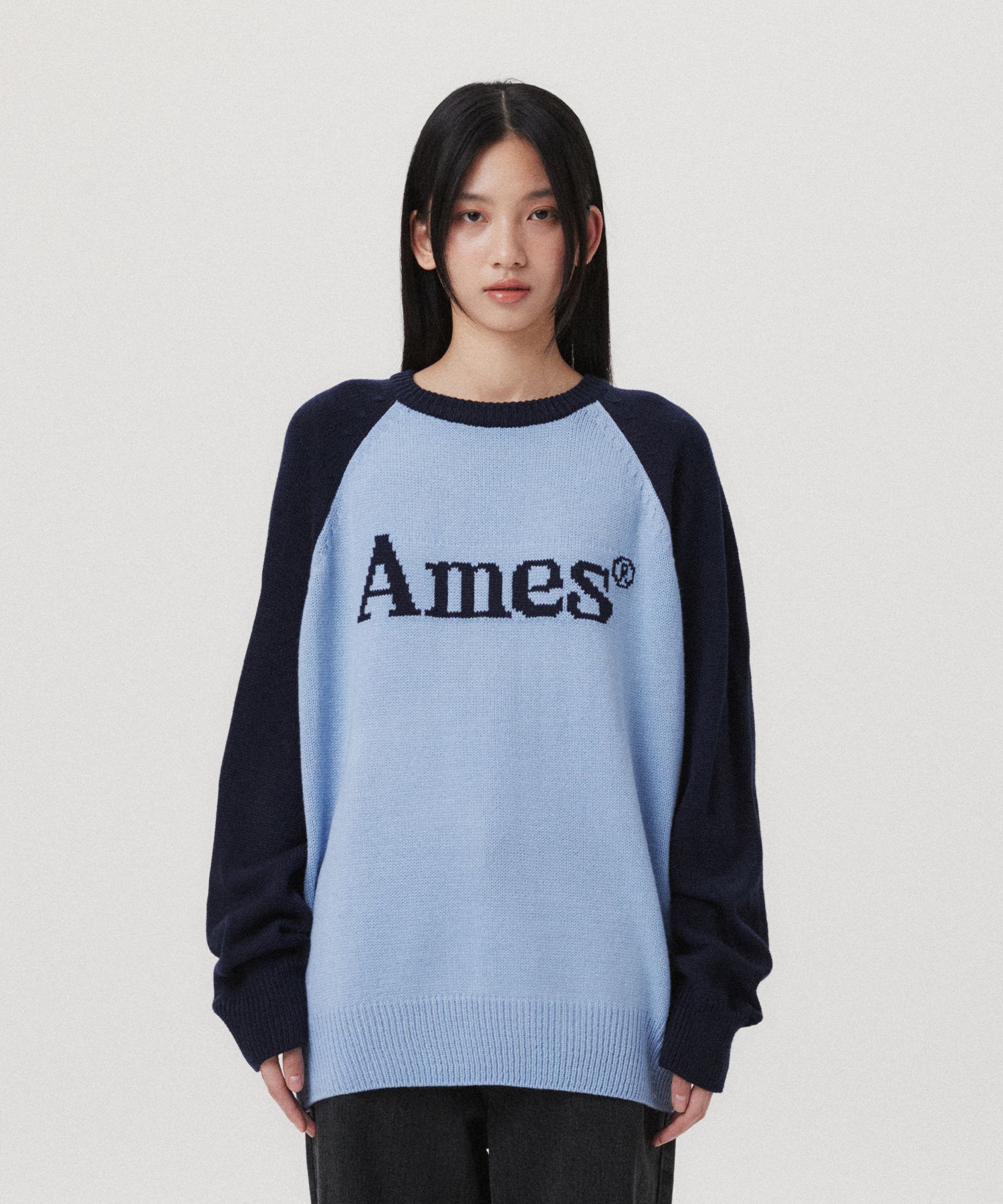 ★AMES-WORLDWIDE★BASIC RAGLAN PULLOVER KNIT BLUE★正規品 MUSINSA公式 | AMES-WORLDWIDE BASIC RAGLAN PULLOVER KNIT BLUE