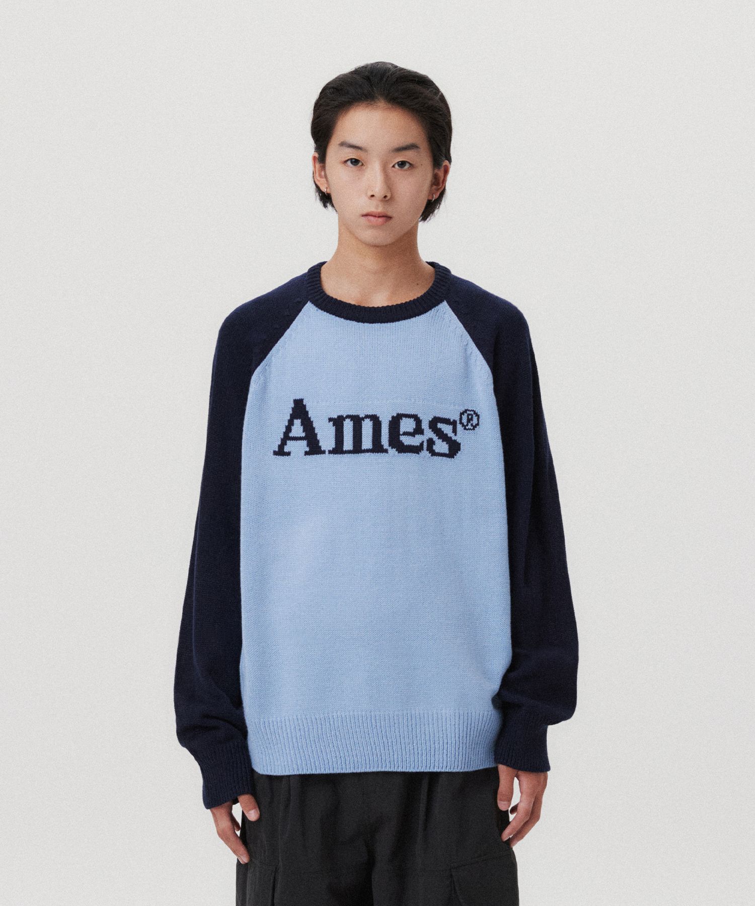 ★AMES-WORLDWIDE★BASIC RAGLAN PULLOVER KNIT BLUE★正規品 MUSINSA公式 | AMES-WORLDWIDE BASIC RAGLAN PULLOVER KNIT BLUE