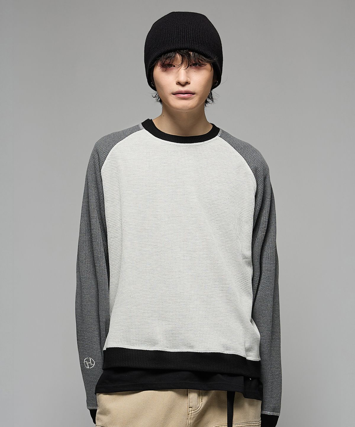 헤더헬렌(HEDER HELEN) VTG Waffle color effects grey