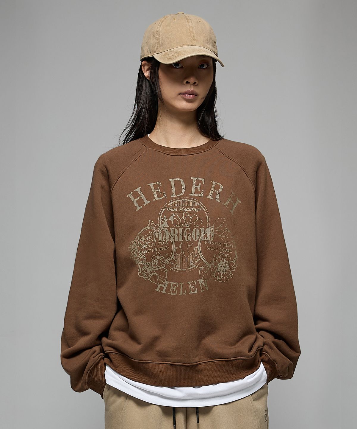 헤더헬렌(HEDER HELEN) Marigold brown sweat shirts