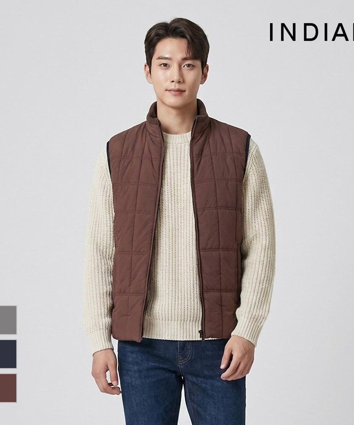 인디안(INDIAN) 니트에리 패딩베스트