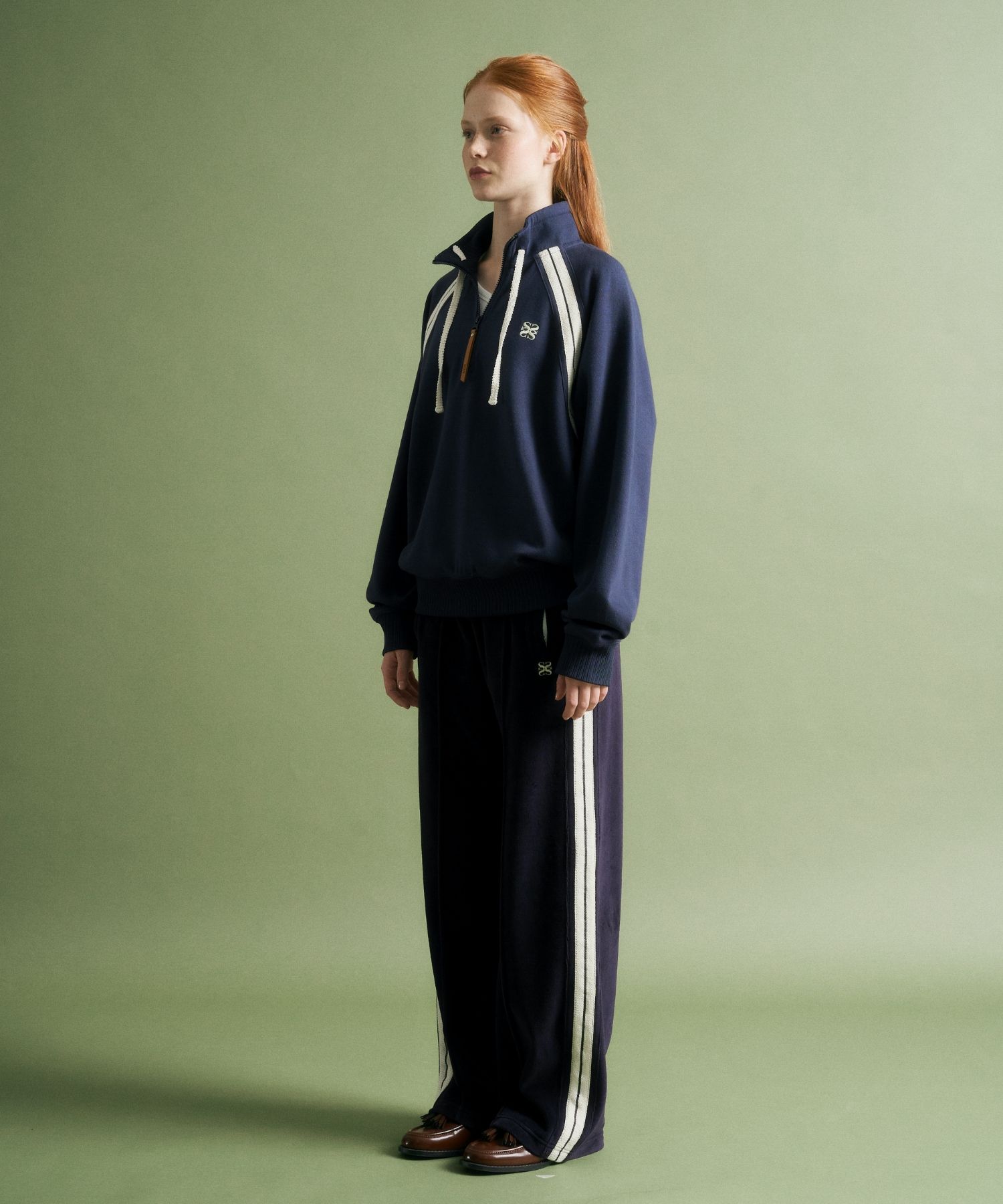 MUSINSA | SATUR Lawton Half Zip Up Sweatshirt Navy