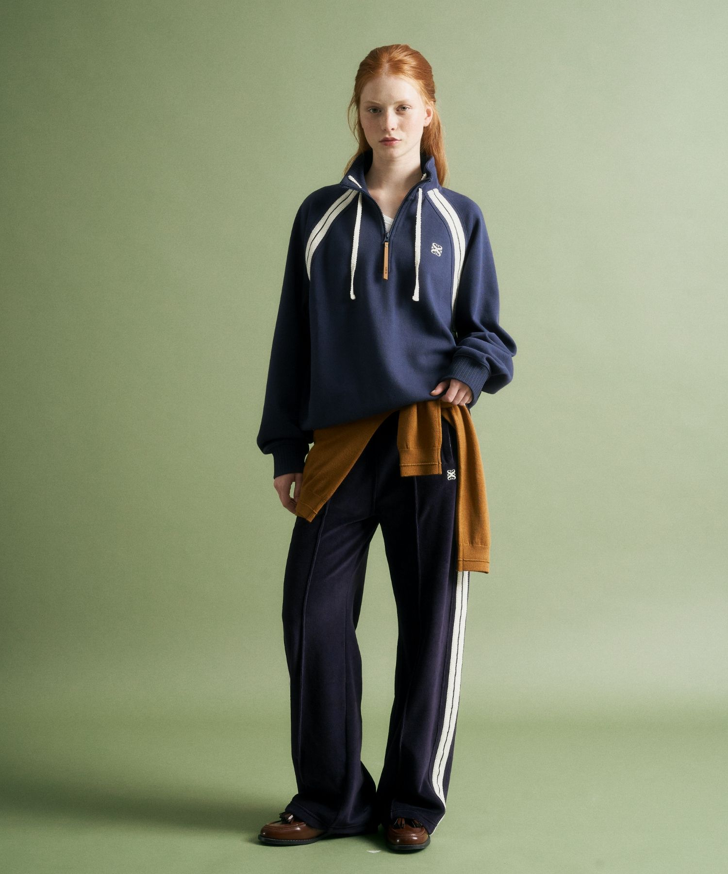MUSINSA | SATUR Lawton Half Zip Up Sweatshirt Navy