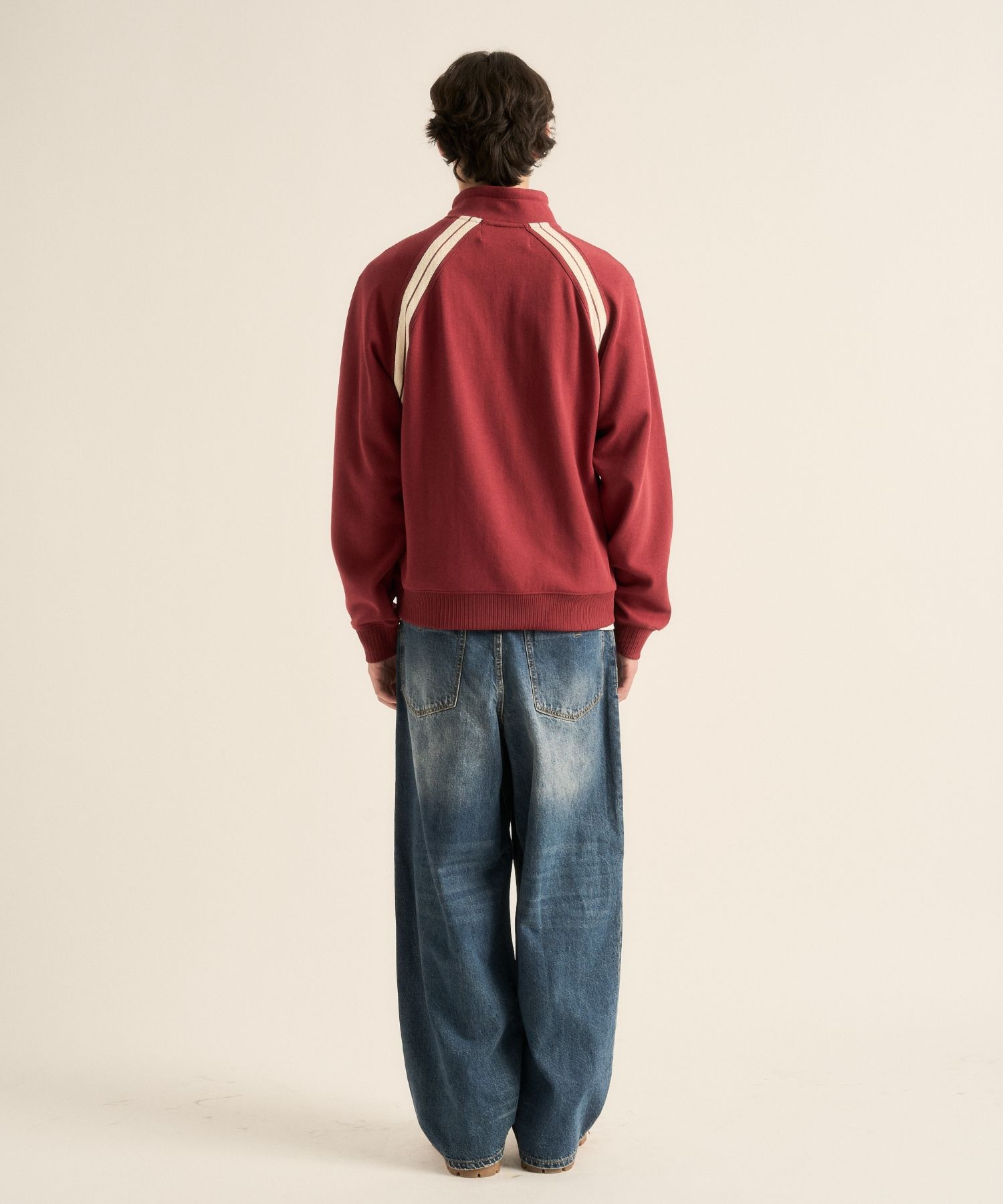 ◆SATUR◆ Lawton half zip-up sweatshirt burgundy SA243UTM07B MUSINSA | SATUR Lawton Half Zip-Up Sweatshirt Burgundy