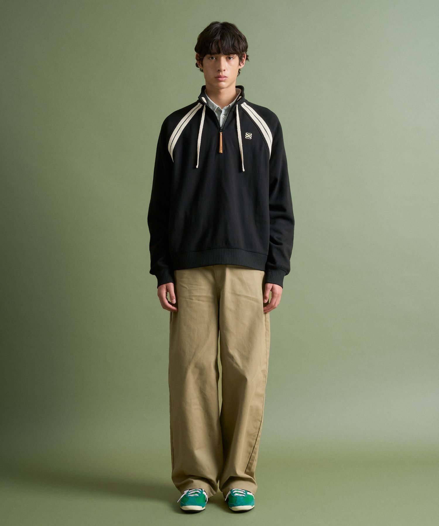 ◆SATUR◆ Lawton half zip-up sweatshirt black SA243UTM07BK MUSINSA公式 | SATUR Lawton Half Zip-Up Sweatshirt Black