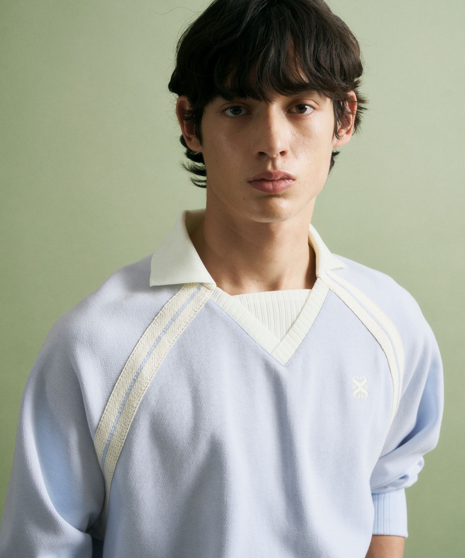 ★SATUR★ Lausanne sweatshirt sky blue SA243UTM08SB MUSINSA | SATUR Lausanne Sweatshirt Sky Blue