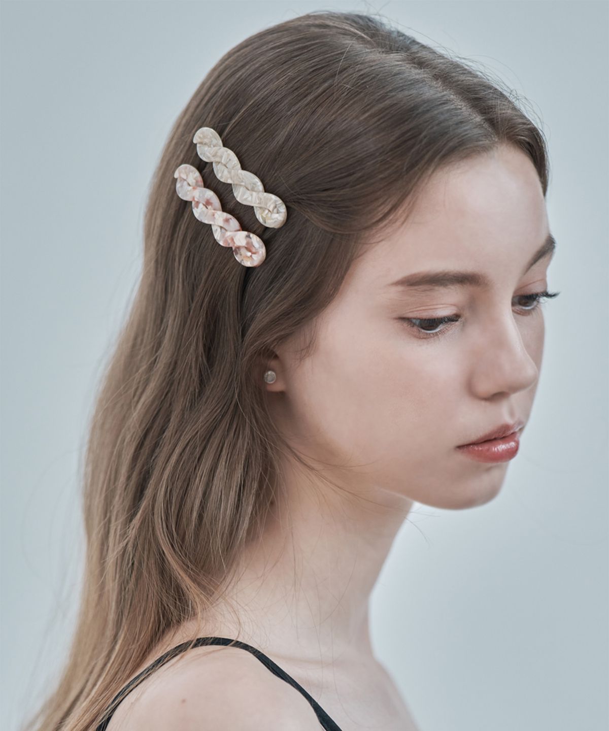 엘르주얼리(ELLEJEWELRY) 트위스트 마블 헤어핀 ELHP024