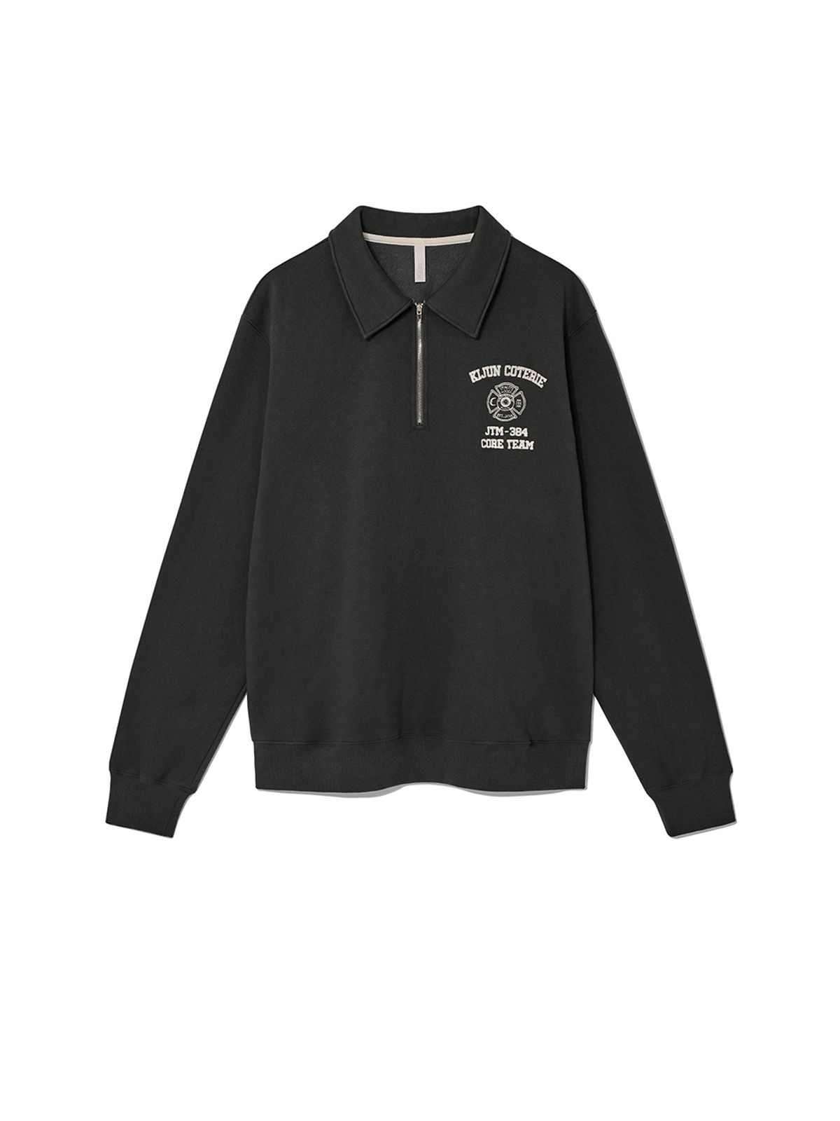 기준 맨(KIJUN MEN) Crest Half Zip-Up Pullover Charcoal