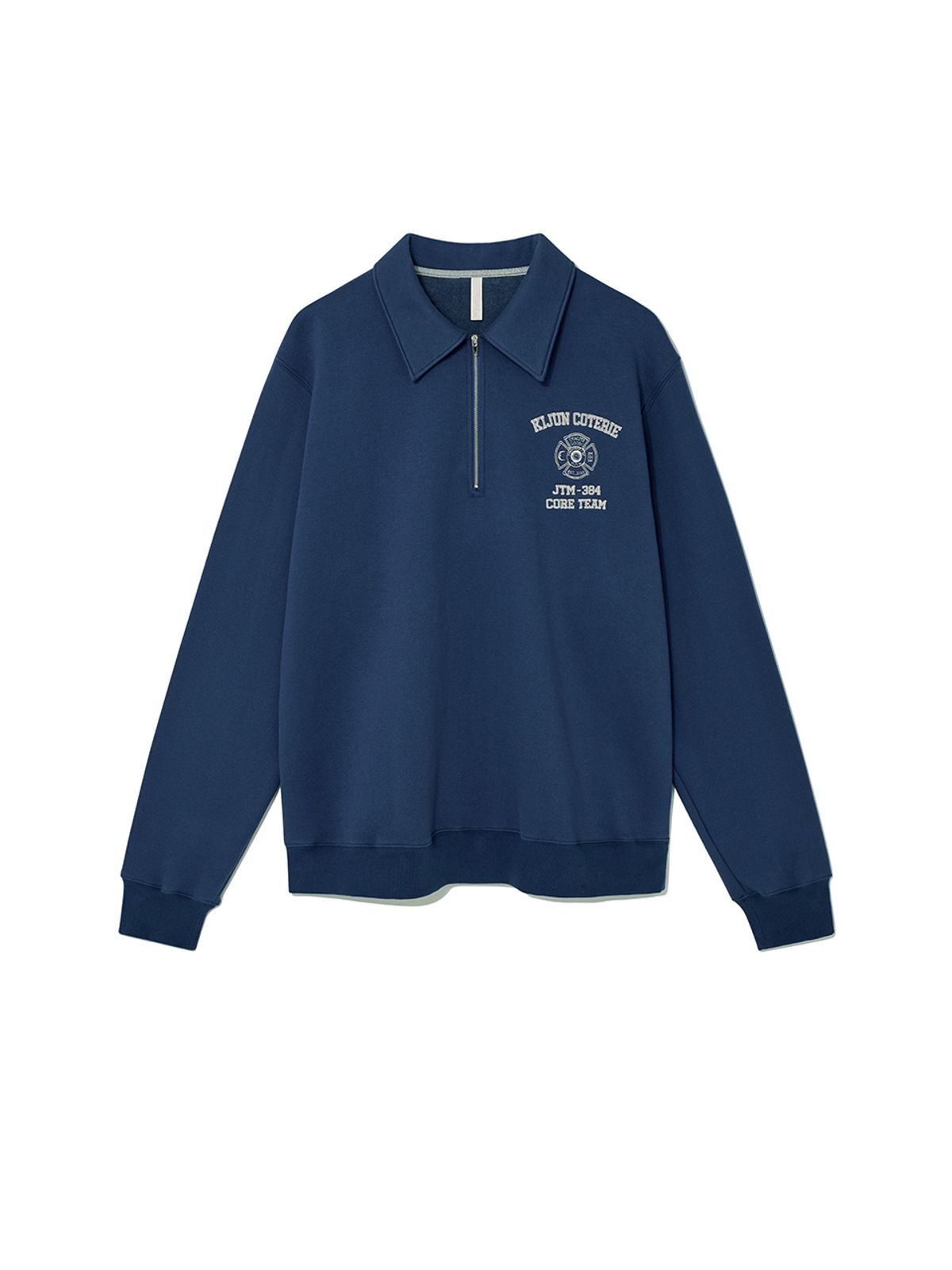 기준 맨(KIJUN MEN) Crest Half Zip-Up Pullover Dusty Blue