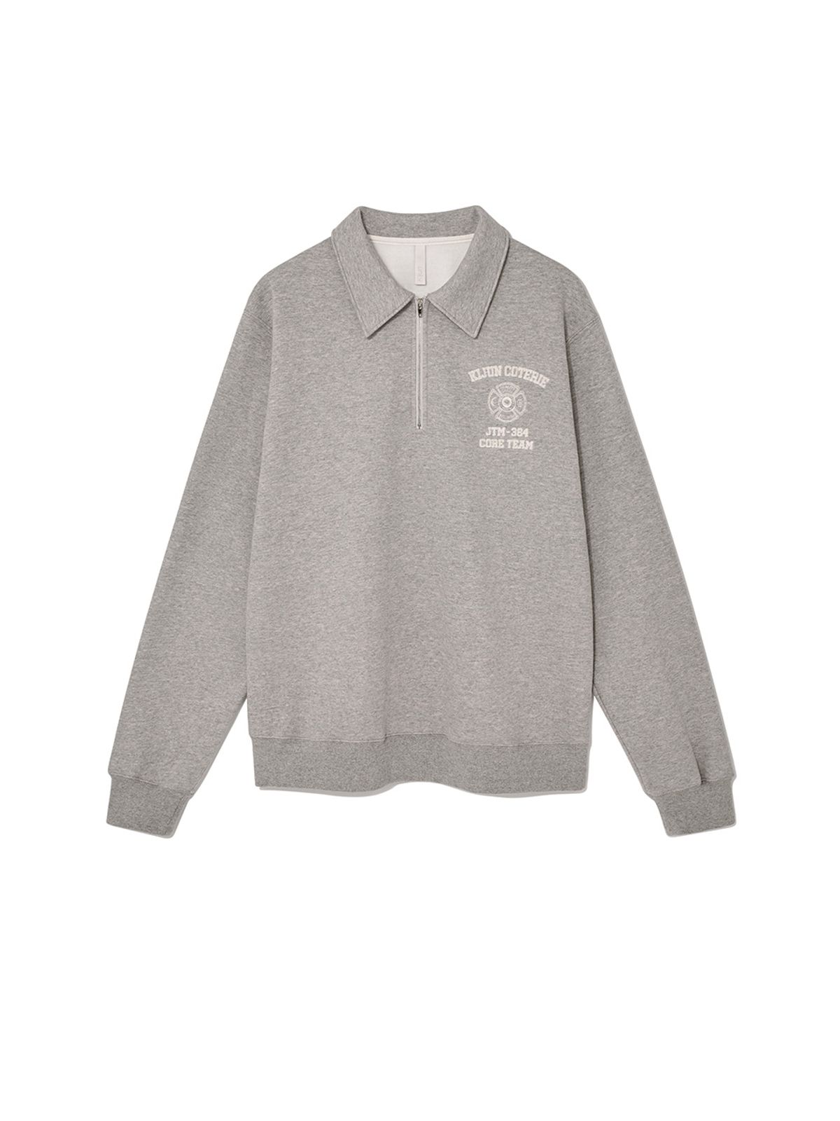 기준 맨(KIJUN MEN) Crest Half Zip-Up Pullover Melange Grey