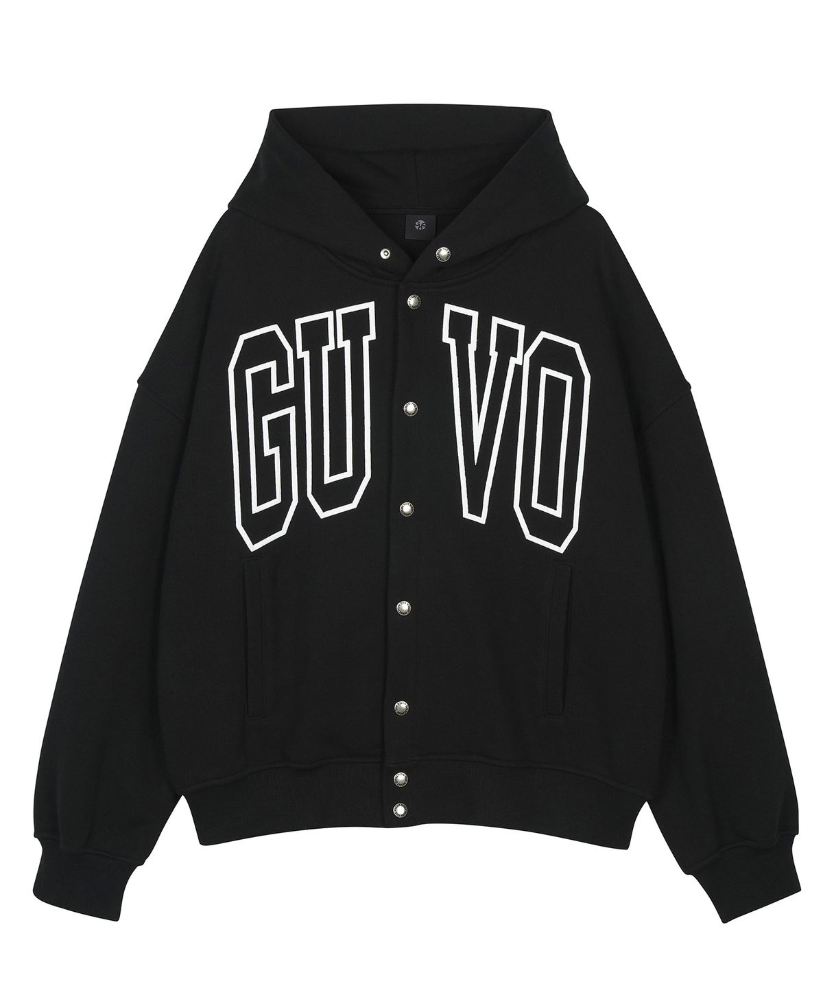 구보(GUVO) Logo Snap Hoodie, black