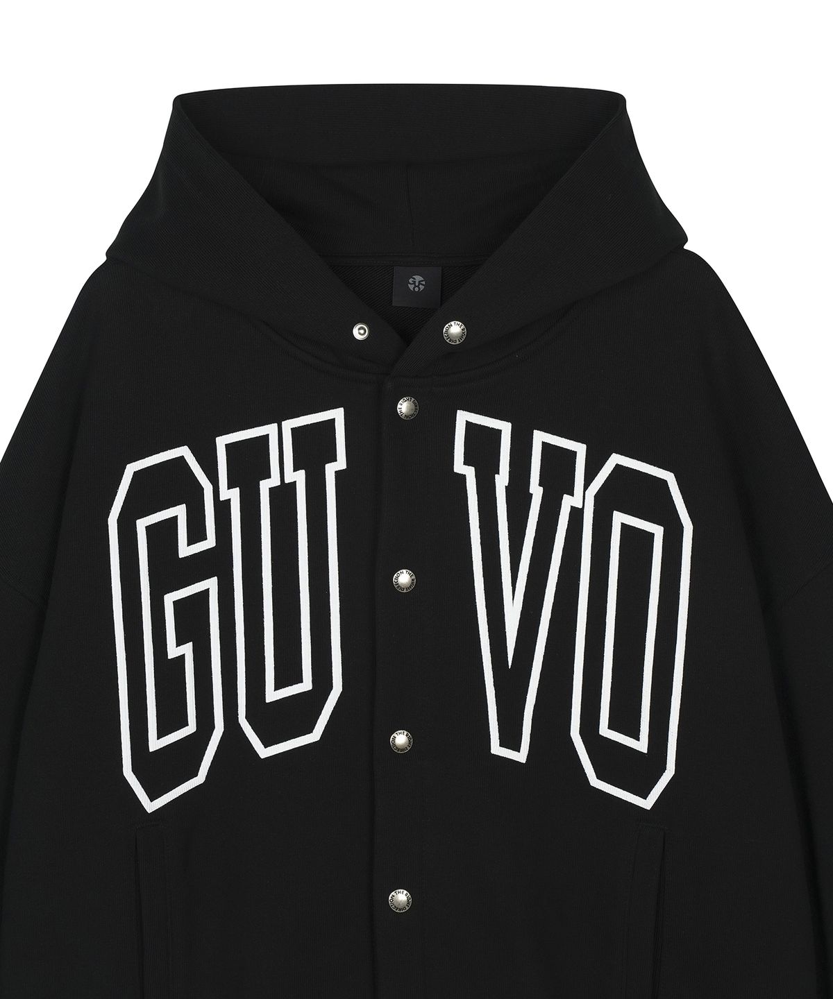 구보(GUVO) Logo Snap Hoodie, black