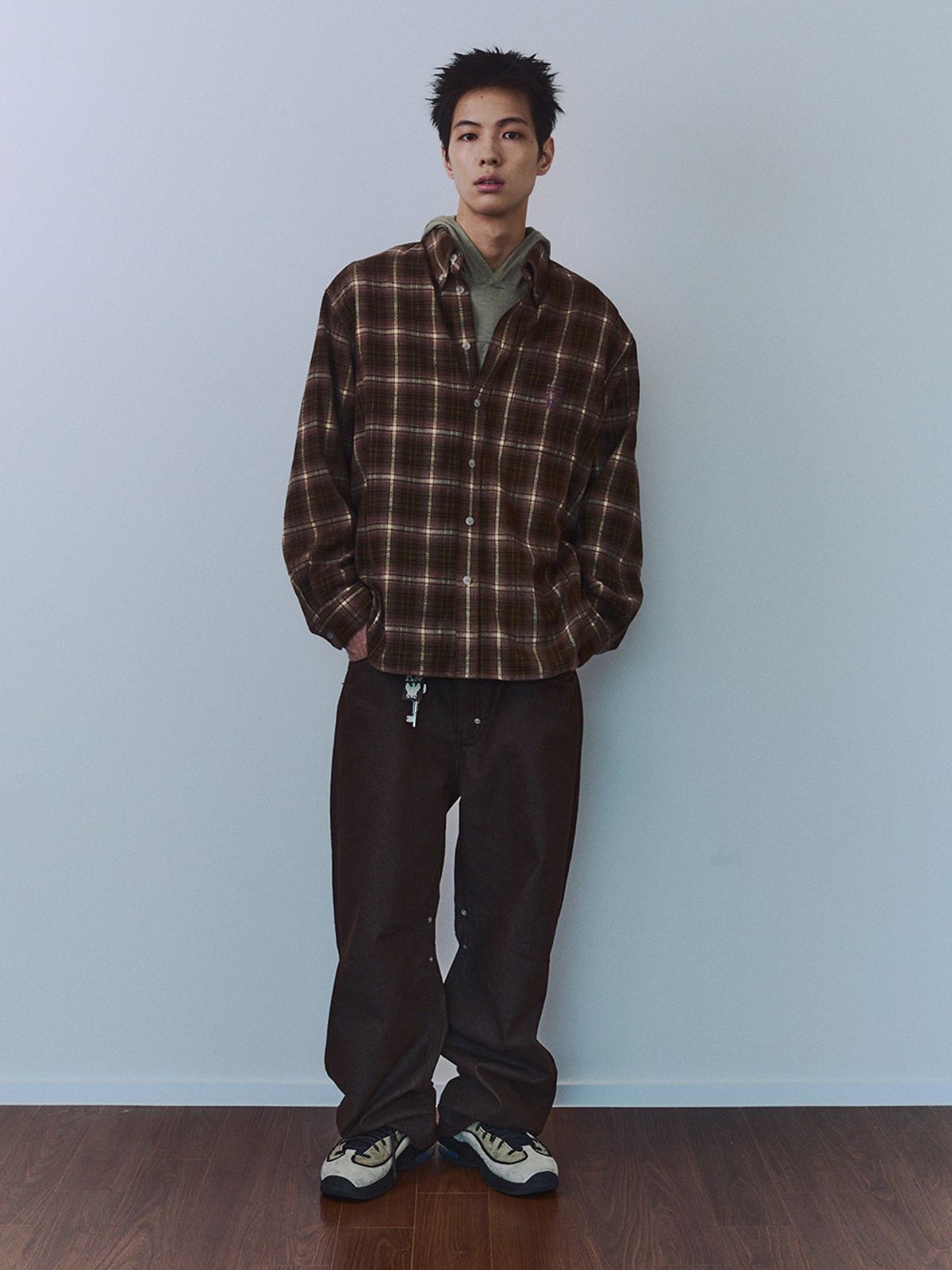기준 맨(KIJUN MEN) Royal Flannel Shirt Yellow Brown