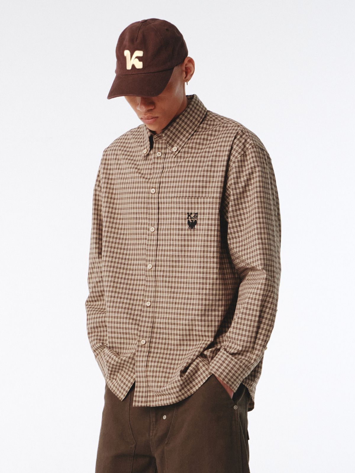 기준 맨(KIJUN MEN) Royal Check Shirt Brown