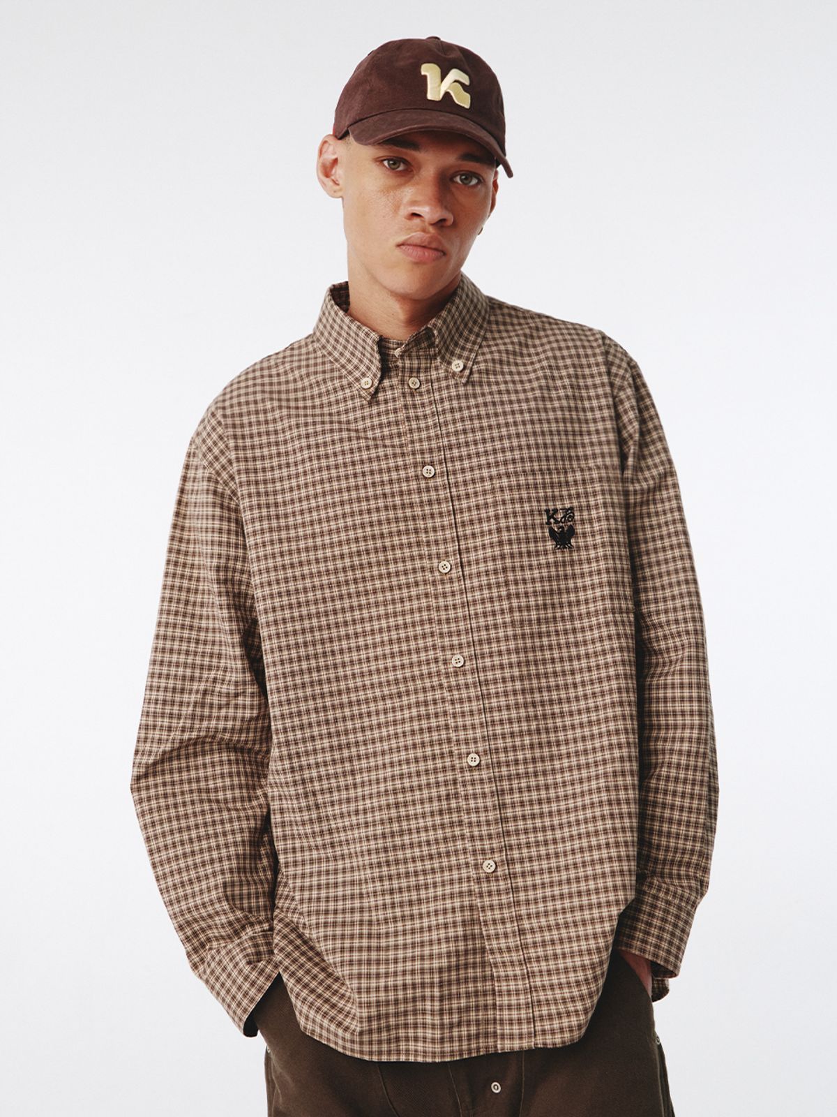 기준 맨(KIJUN MEN) Royal Check Shirt Brown