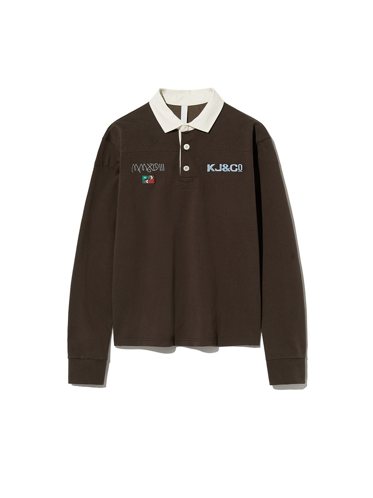 기준 맨(KIJUN MEN) KJ Embroidered Rugby Shirt Dark Brown