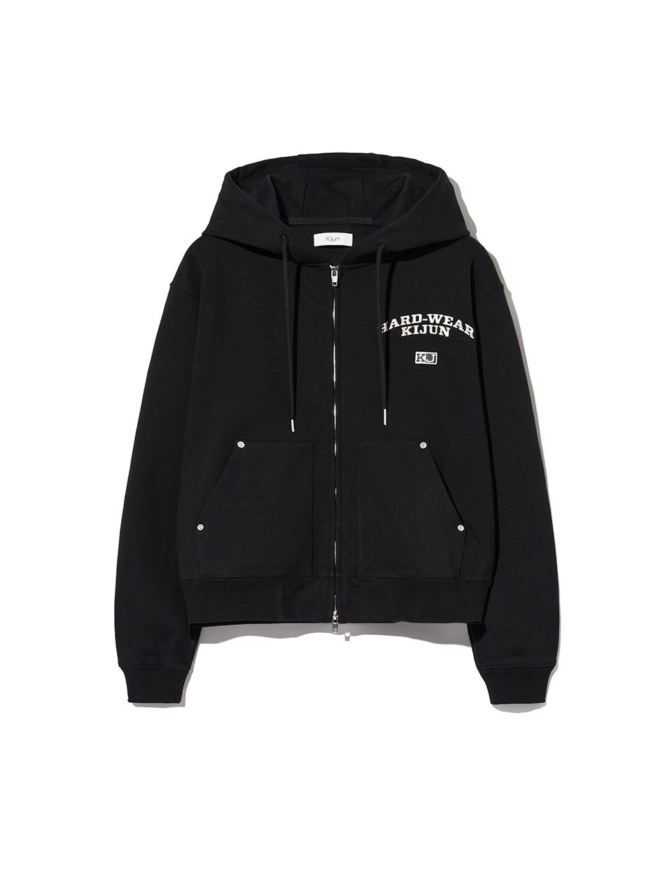 MUSINSA | KIJUN MEN Rivet Zip-Up Hoodie Black