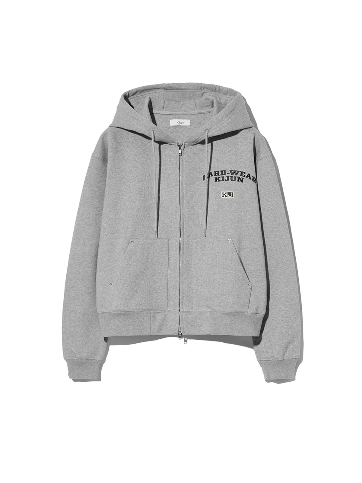 기준 맨(KIJUN MEN) Rivet Zip-Up Hoodie Melange Grey