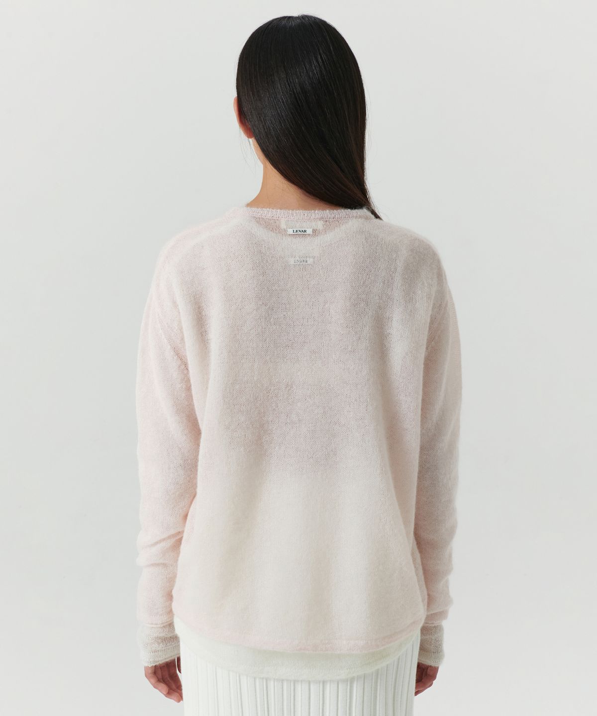 르바(LEVAR) Mohair Sheer Round Knit - Pale Pink
