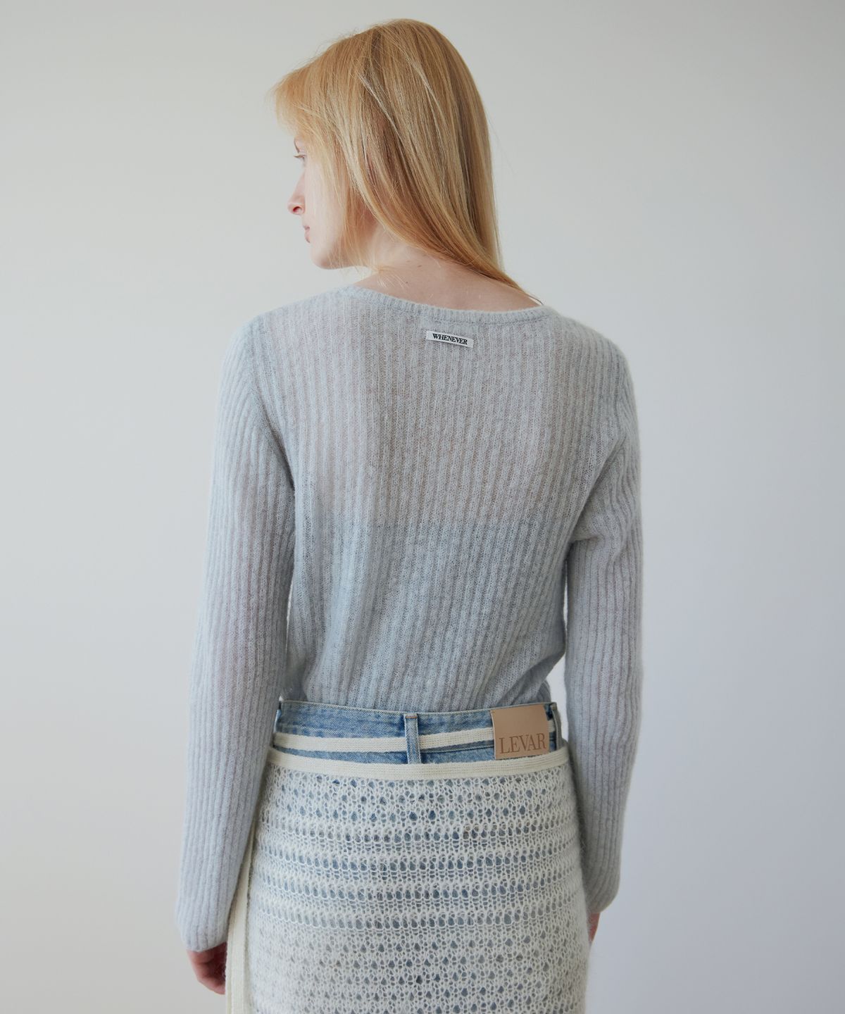 르바(LEVAR) Alpaca Ribbed Pure Knit - Cloudy Blue