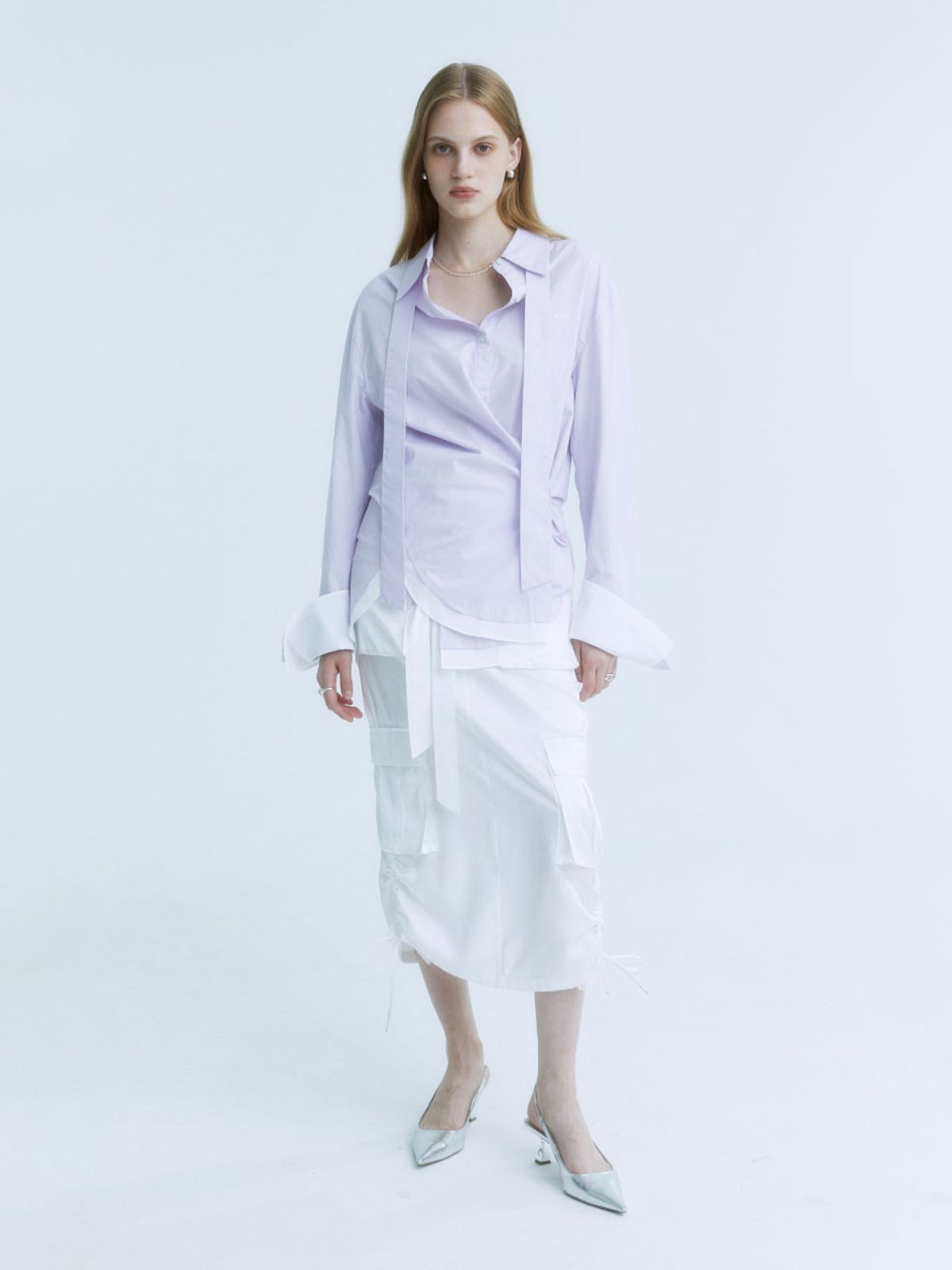 뮤제(MUSEE) MARIA Double Layered Cuffs Shirts_Lilac