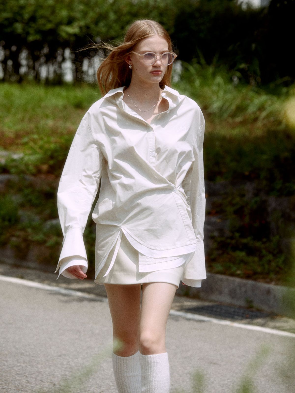 뮤제(MUSEE) MARIA Double Layered Cuffs Shirts_Soft Beige