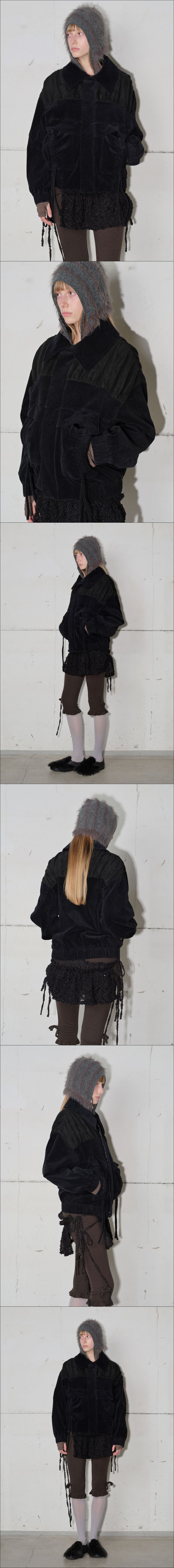 MUSINSA公式 | TYPESERVICE Mixed Shirring Jumper [Black]