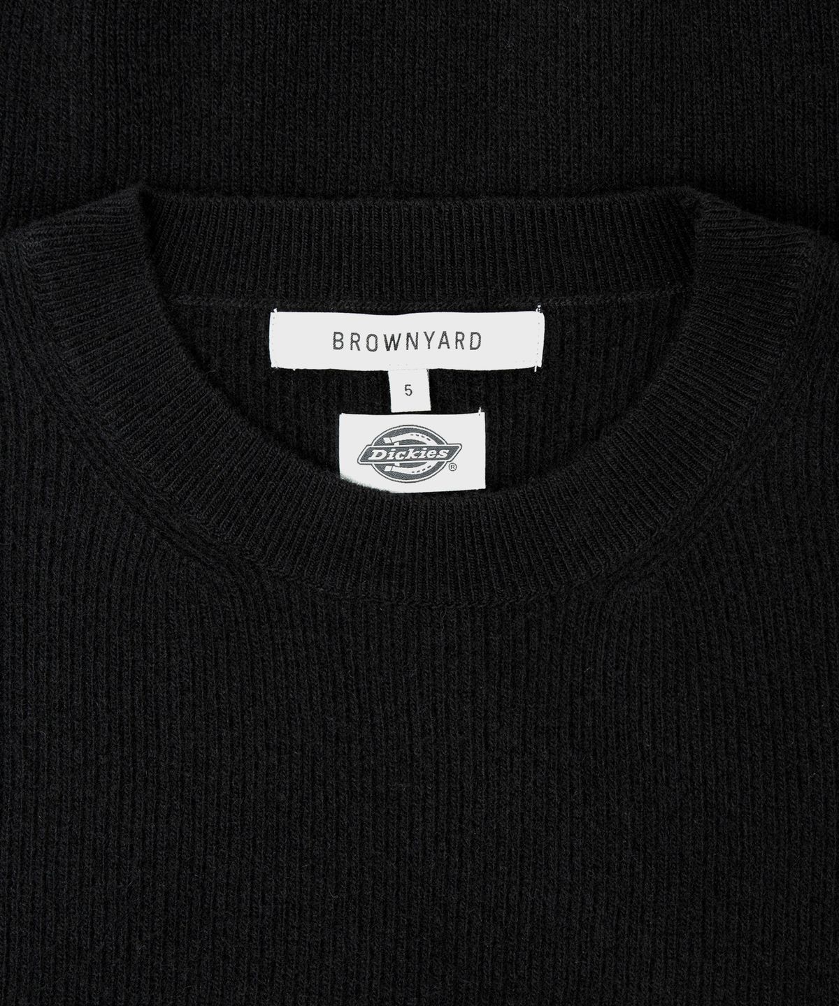 디키즈(DICKIES) x 브라운야드 홀스슈 크루넥 니트 Black