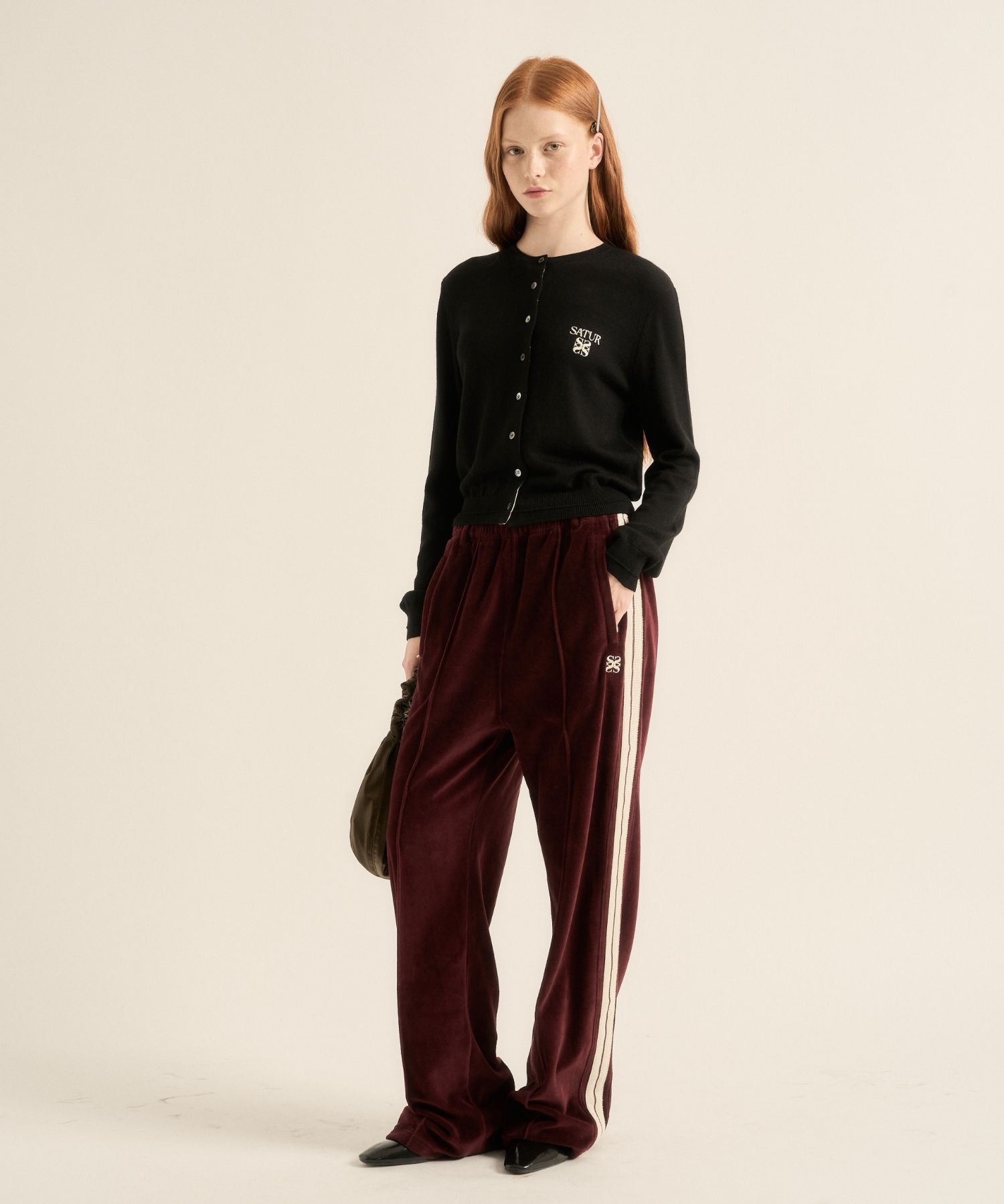 ■SATUR■ W Rotten Velour Track Pants Burgundy SA243WTP02BU MUSINSA | SATUR (W) Rotten Velour Track Pants Burgundy