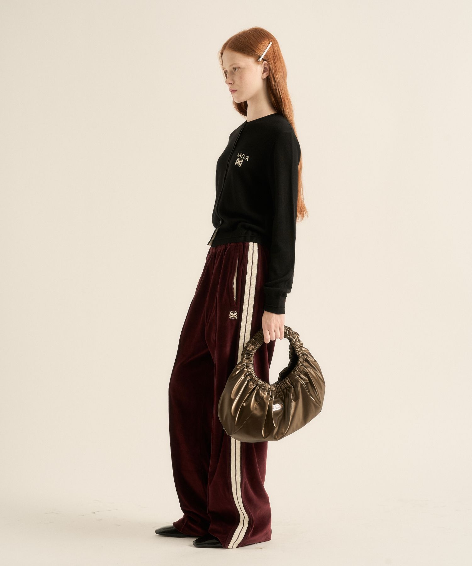 ■SATUR■ W Rotten Velour Track Pants Burgundy SA243WTP02BU MUSINSA | SATUR (W) Rotten Velour Track Pants Burgundy