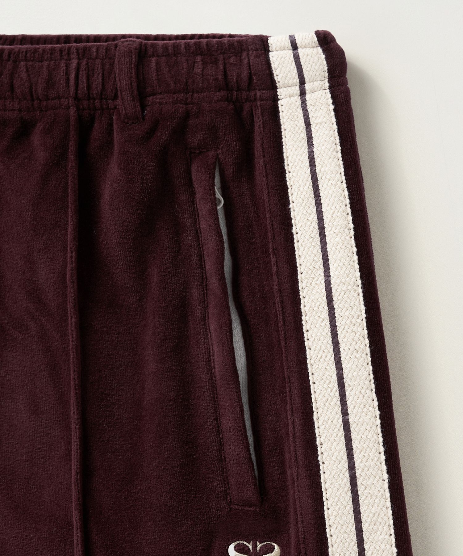 MUSINSA | SATUR (W) Rotten Velour Track Pants Burgundy
