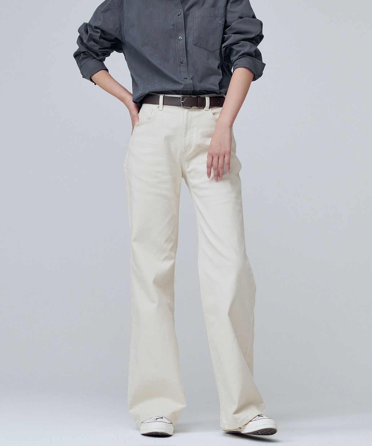 마롭(MALOUPE) 9134 레귤러 부츠컷 데님 (크림)