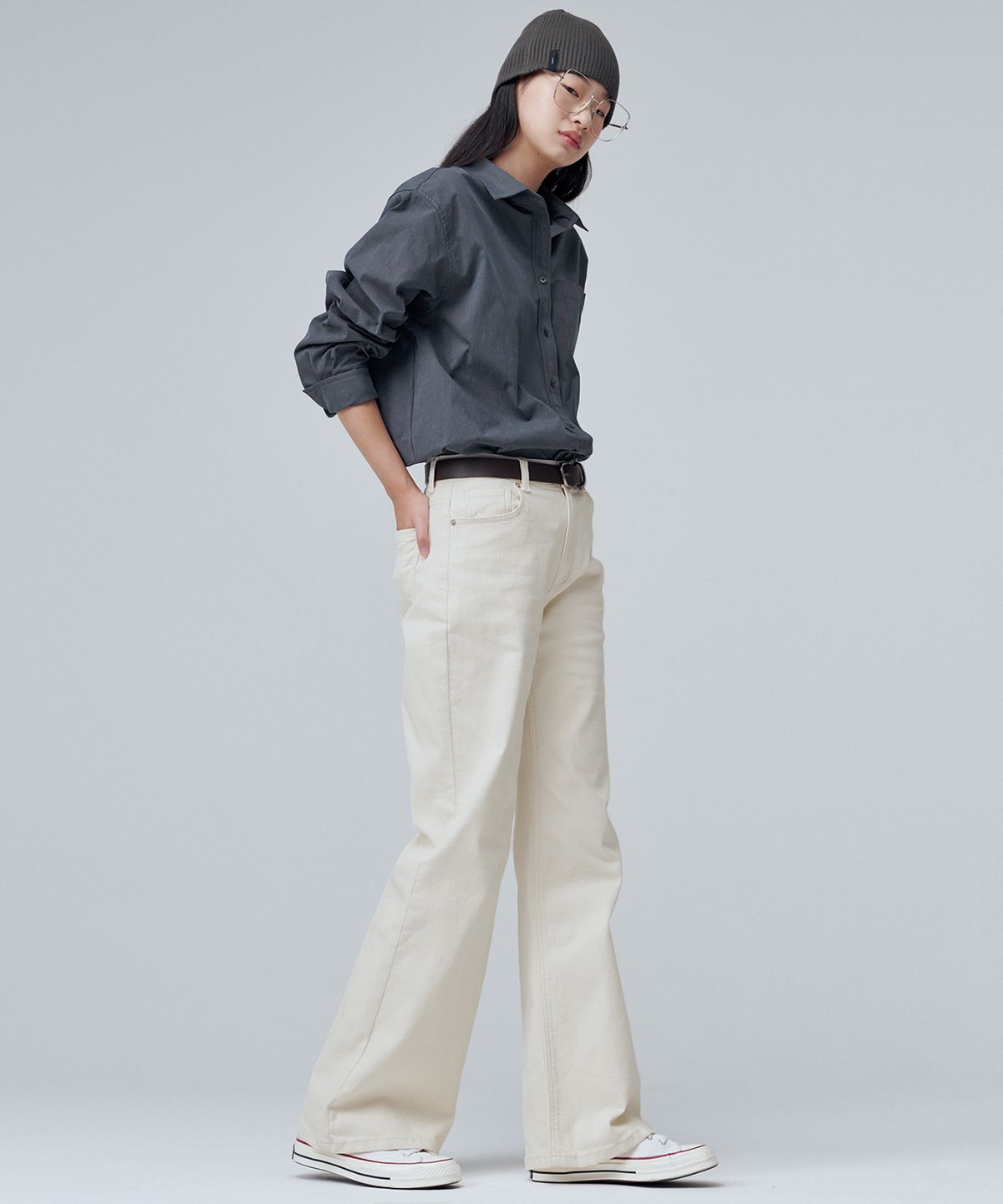 마롭(MALOUPE) 9134 레귤러 부츠컷 데님 (크림)