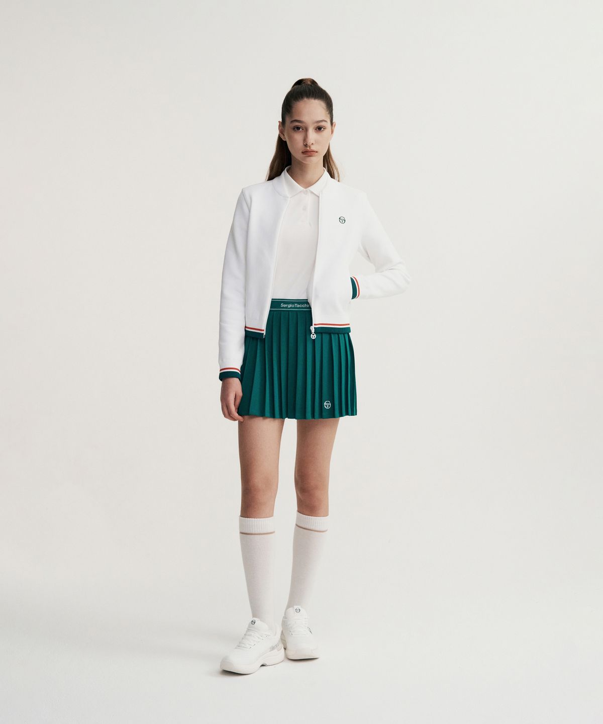 세르지오 타키니(SERGIO TACCHINI) W 플래그 베러니트 집업 가디건 (White)