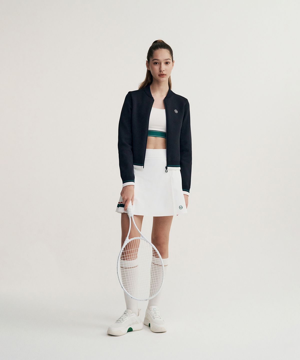세르지오 타키니(SERGIO TACCHINI) W 플래그 베러니트 집업 가디건 (Black)