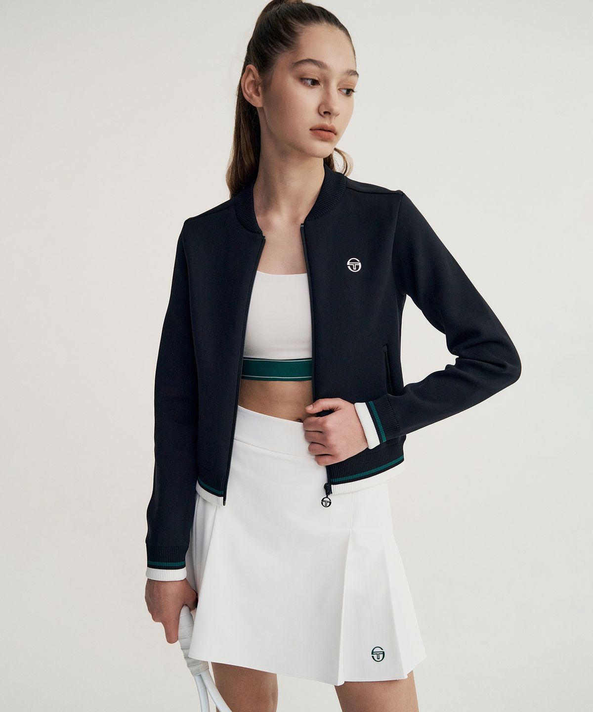 세르지오 타키니(SERGIO TACCHINI) W 플래그 베러니트 집업 가디건 (Black)
