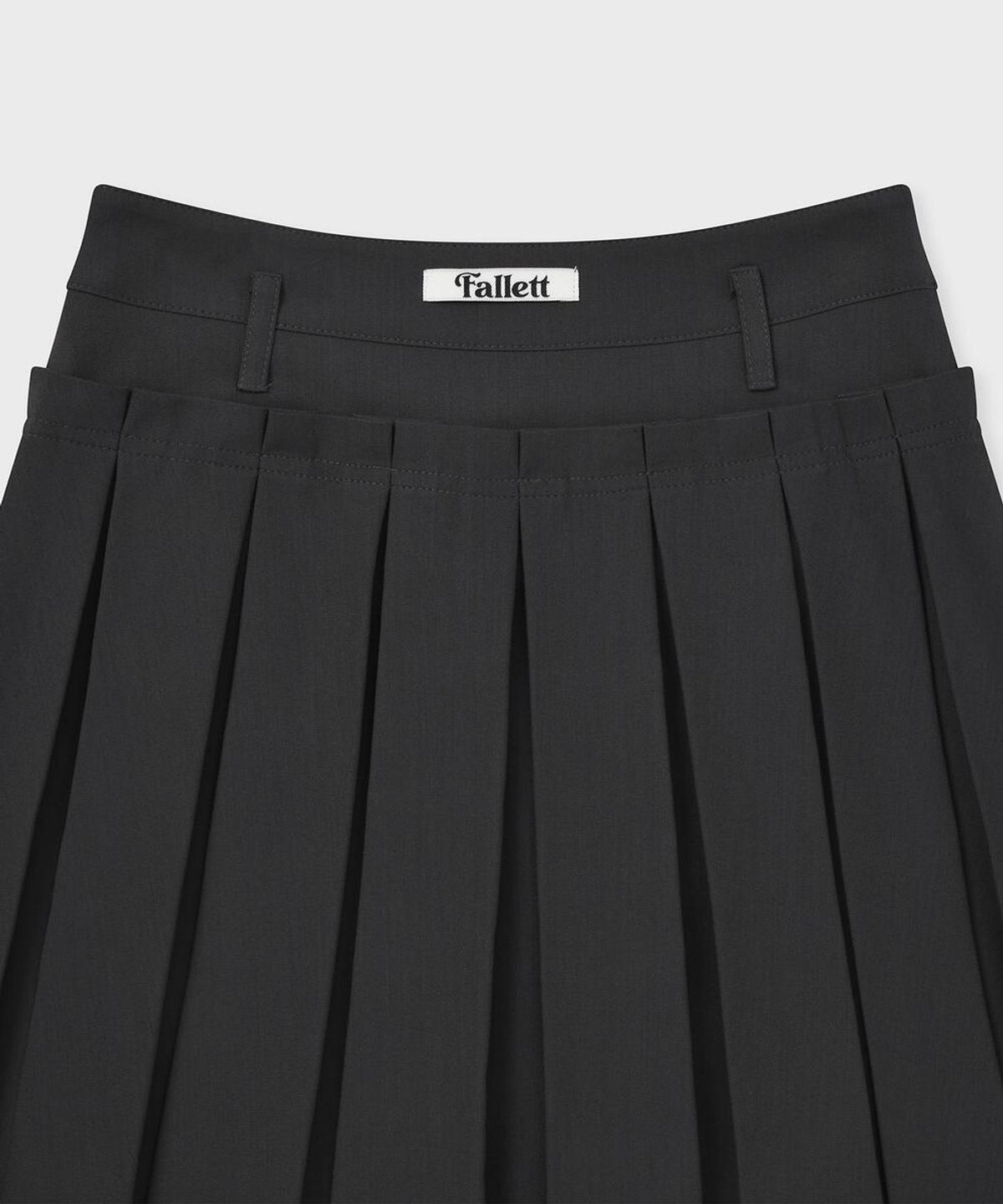 팔렛(FALLETT) 더블 레이어드 플리츠 스커트 차콜