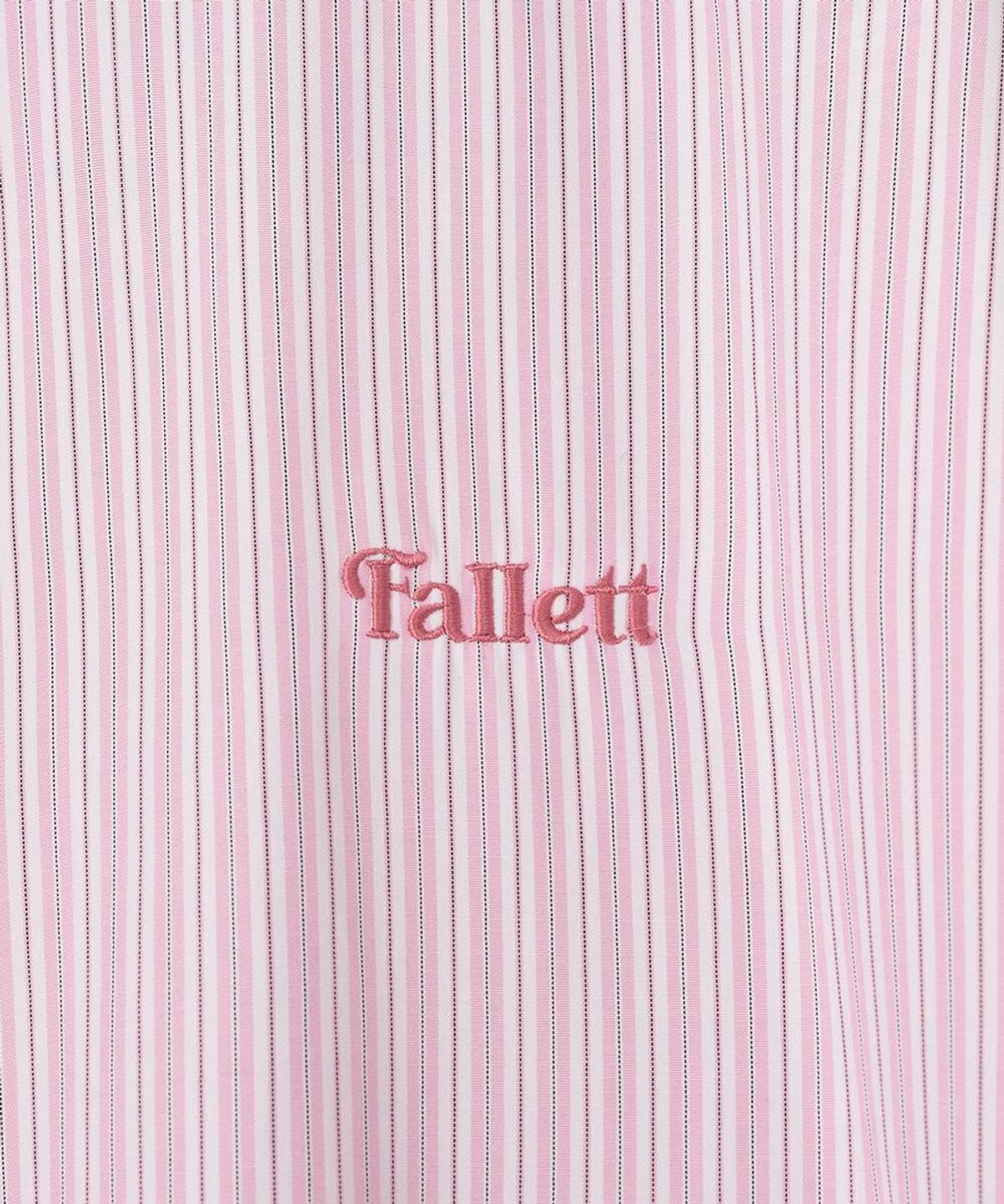 팔렛(FALLETT) 스몰 스토리 로고 스트라이프 셔츠 핑크
