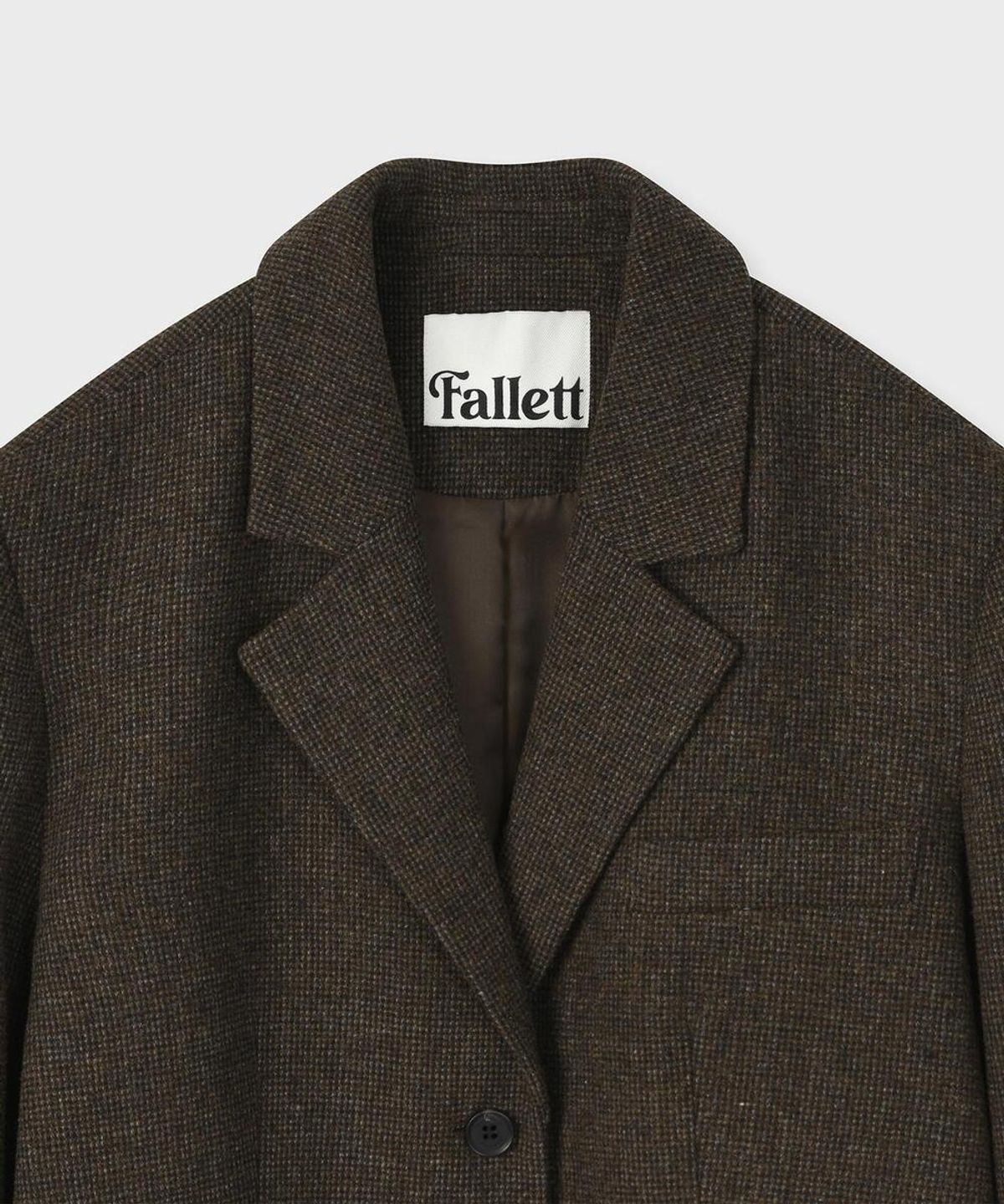 팔렛(FALLETT) 오버핏 체크 블레이저 브라운