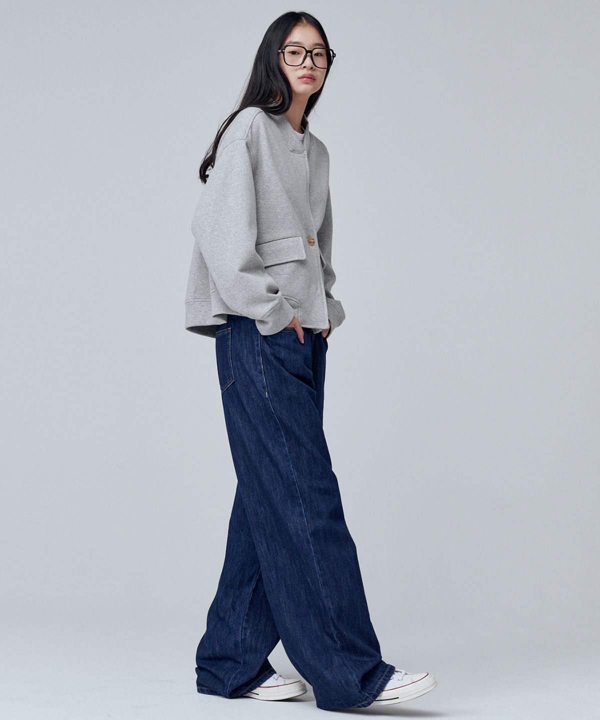 마롭(MALOUPE) 9136 밴딩 와이드 데님팬츠 (미디움 인디고)