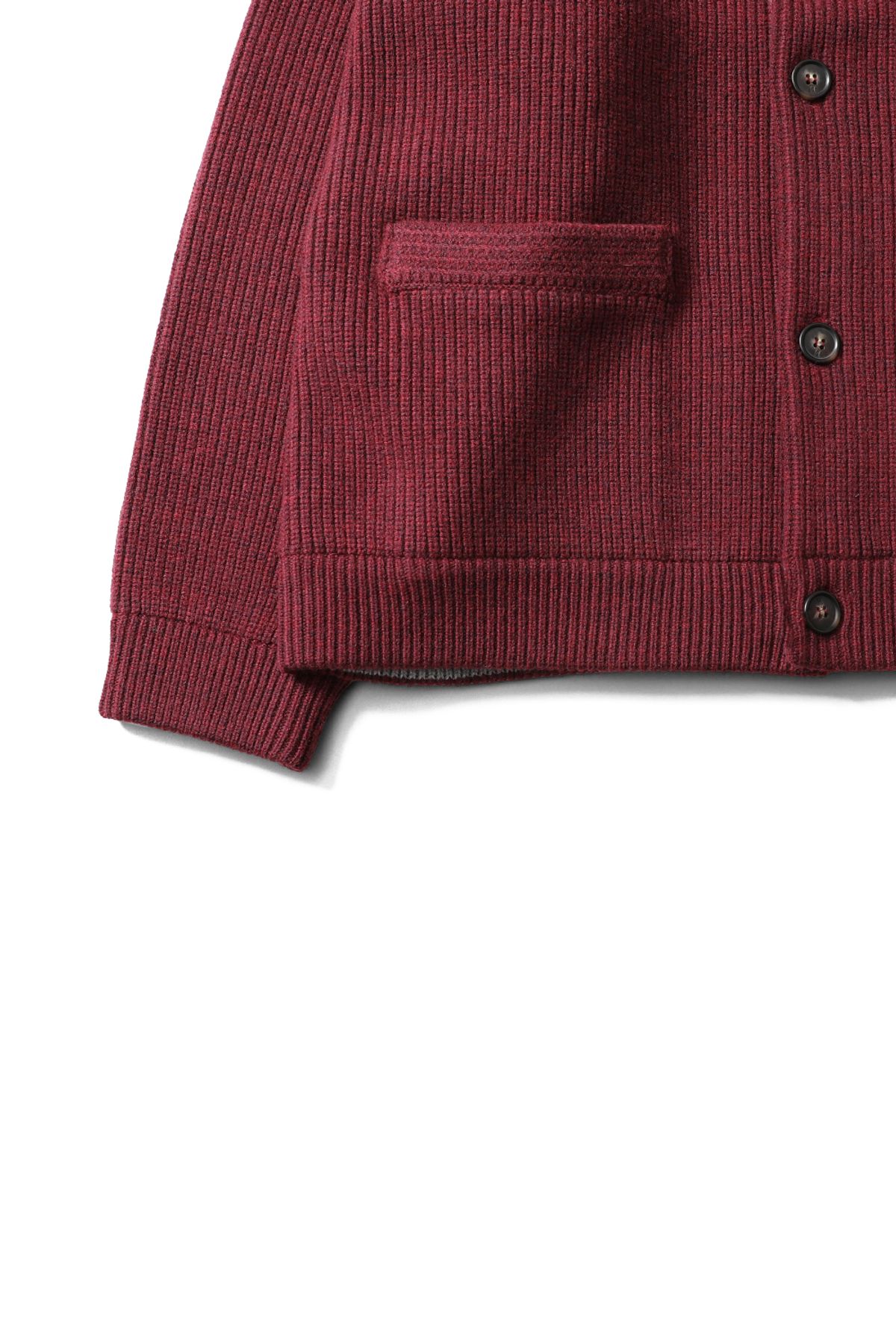 홀리선(HORLISUN) Annette Superfine Wool Heavy Rib Knit Cardigan Melange Burgundy