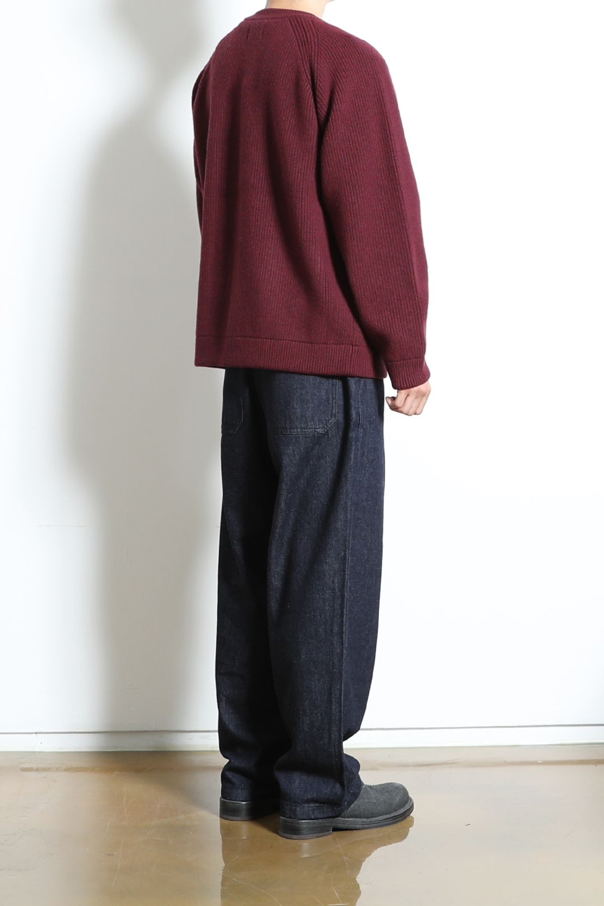 홀리선(HORLISUN) Annette Superfine Wool Heavy Rib Knit Cardigan Melange Burgundy