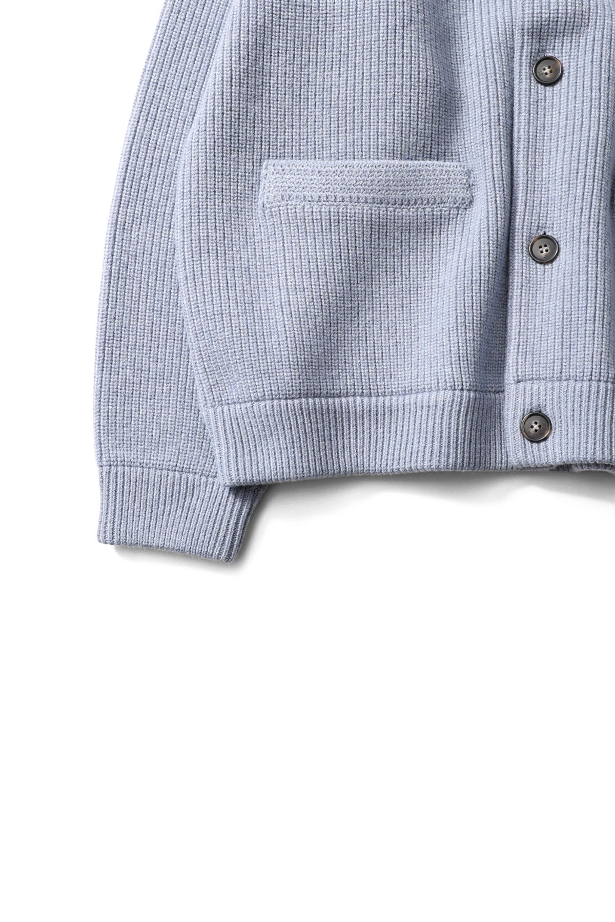 홀리선(HORLISUN) Annette Superfine Wool Heavy Rib Knit Cardigan Melange Blue