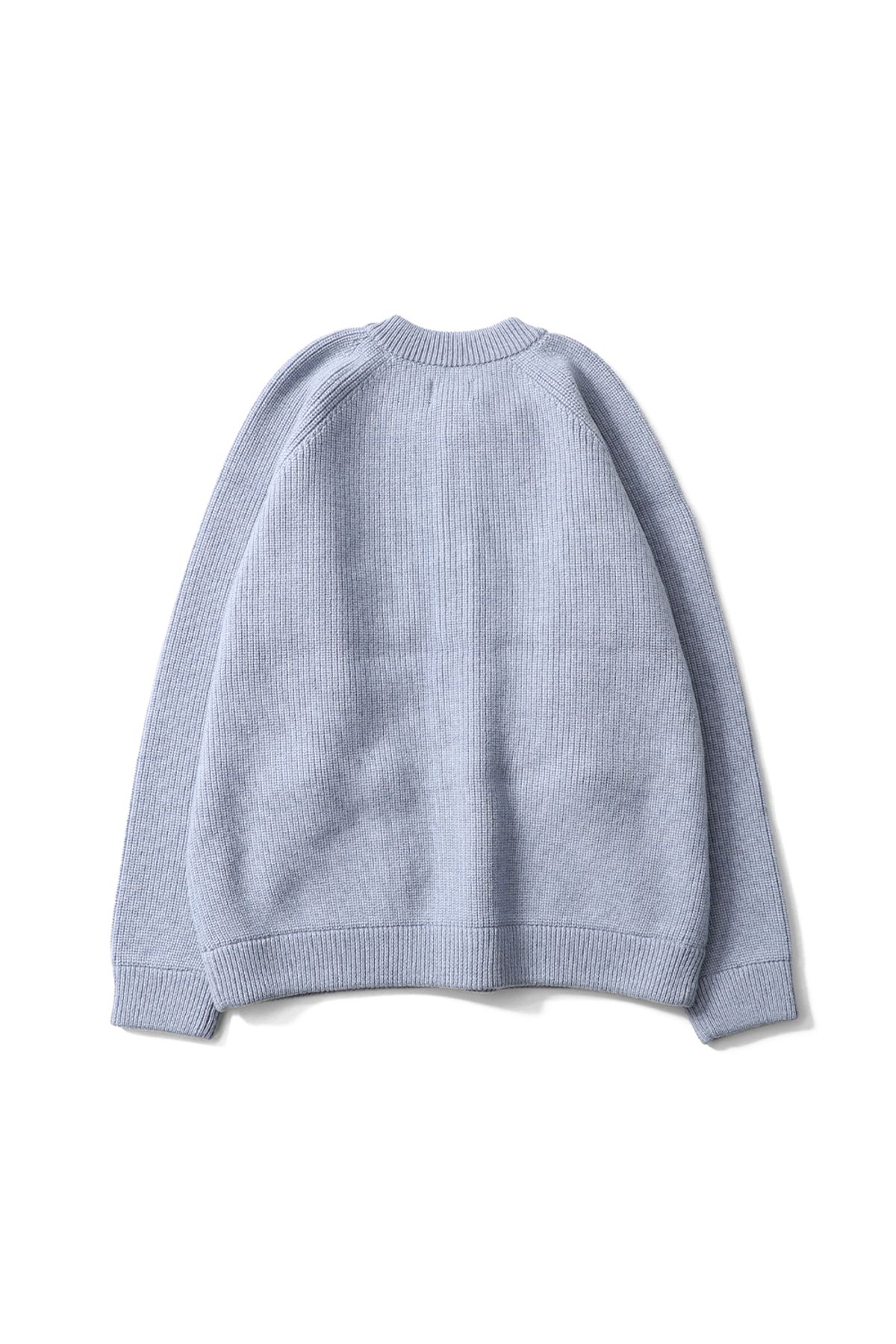 홀리선(HORLISUN) Annette Superfine Wool Heavy Rib Knit Cardigan Melange Blue
