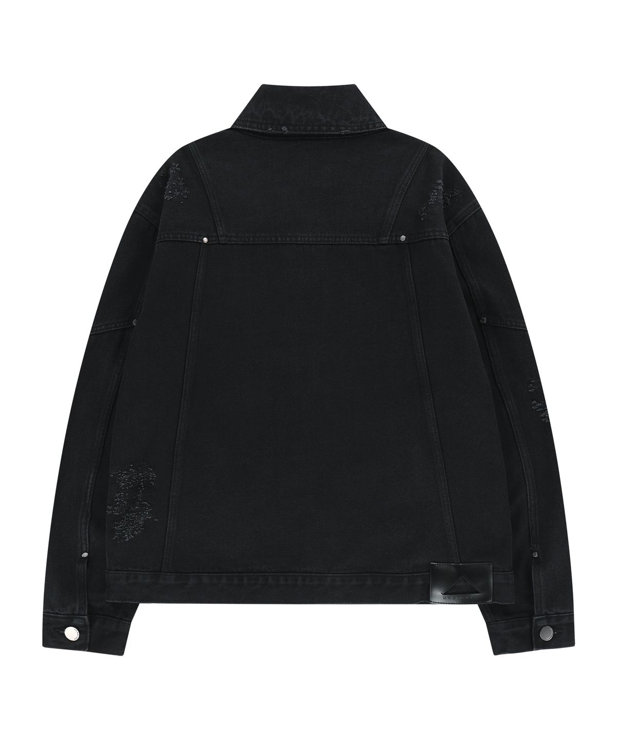 언지미크(UNGIMMICK) DAMAGED DENIM TRUCKER JACKET (BLACK)