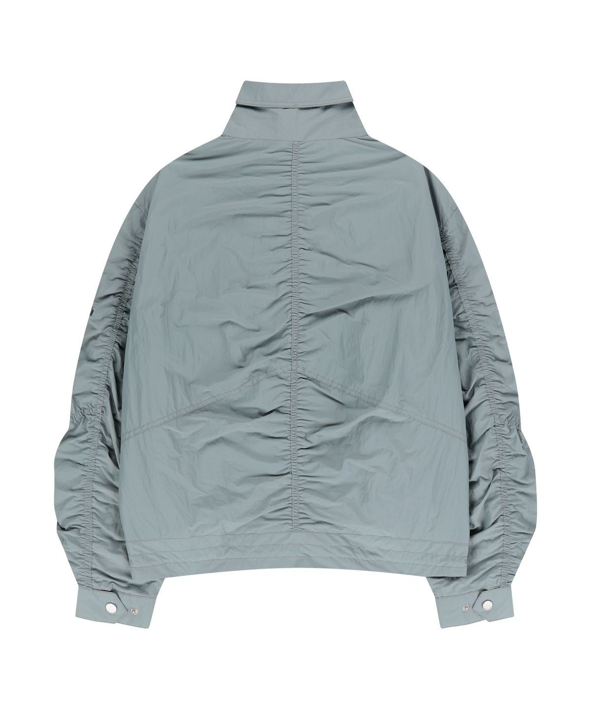 언지미크(UNGIMMICK) SHIRRED NYLON WINDBREAKER JACKET (ASH GRAY)