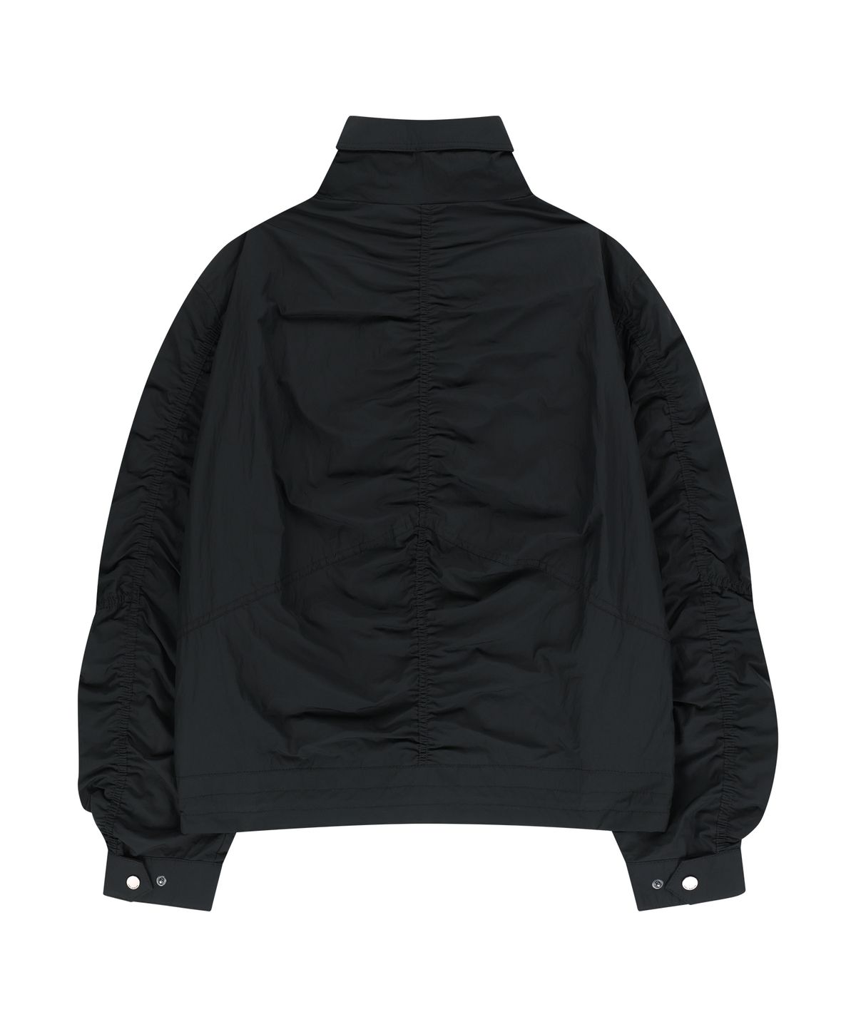 언지미크(UNGIMMICK) SHIRRED NYLON WINDBREAKER JACKET (BLACK)