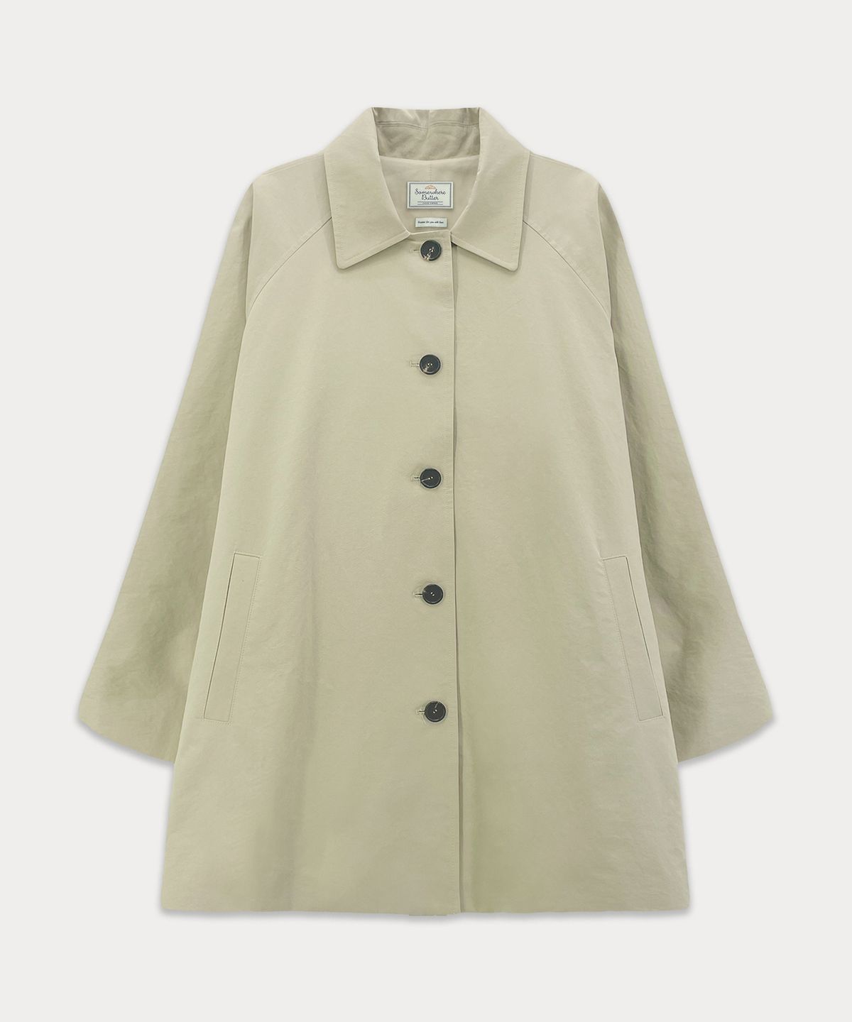 썸웨어버터(SOMEWHEREBUTTER) Margaret Half Trench Coat - Beige